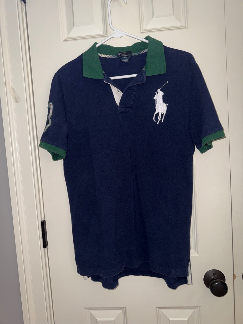 Polo by Ralph Lauren Navy Polo with Green Collar & Sleeve Trim